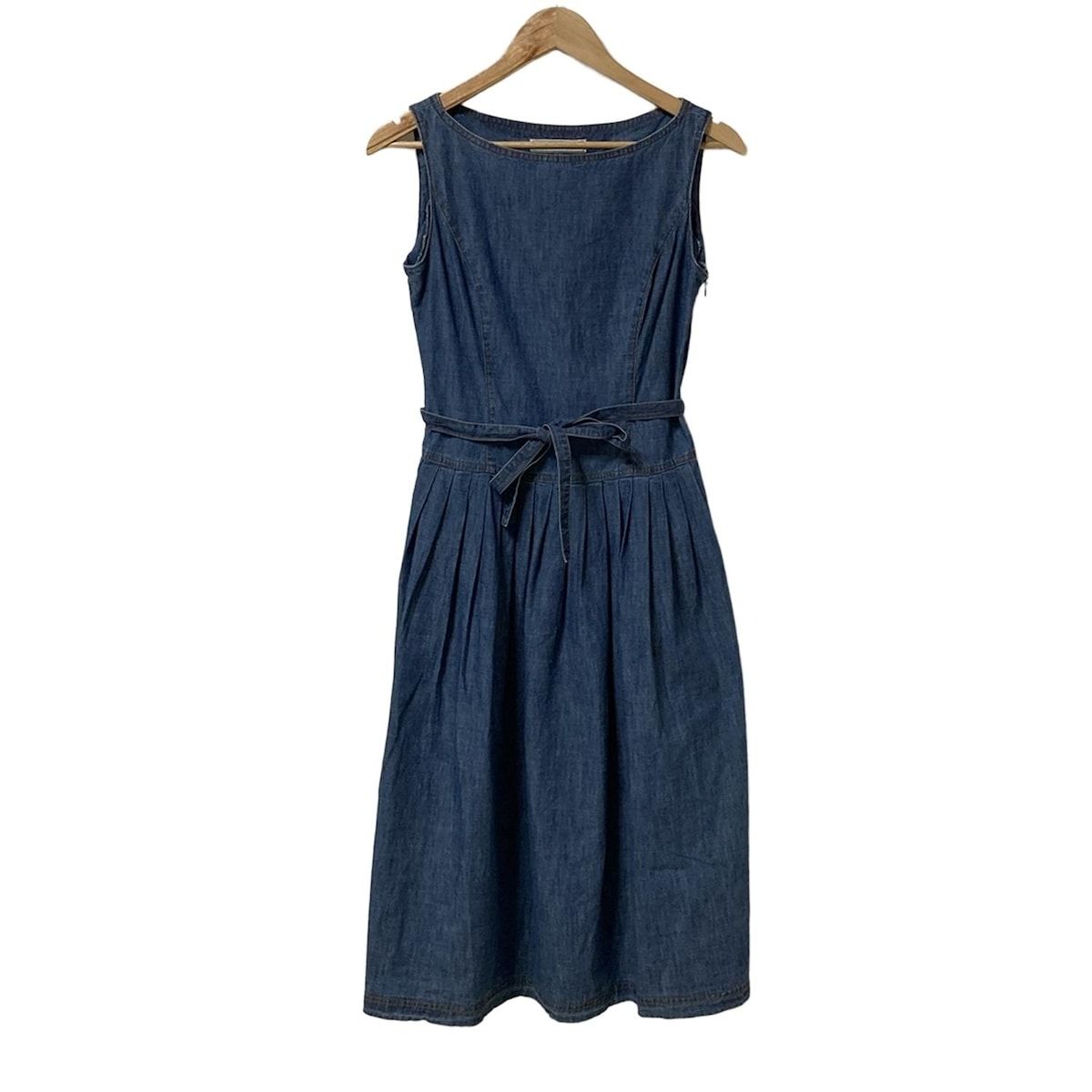 M S GRACY エムズグレイシー ワンピース サイズ38 M レディース - ネイビー クルーネック ノースリーブ ロング デニム