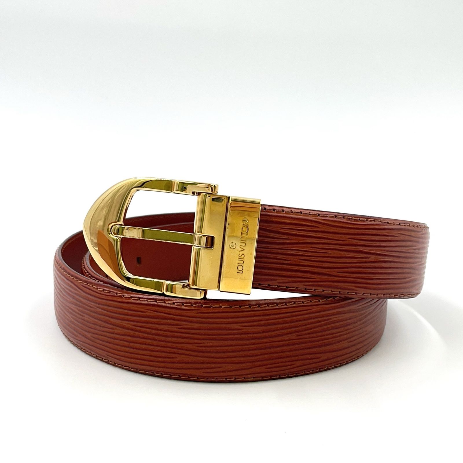 LOUIS VUITTON エピ レザー ブラウン ベルト ゴールド 美品 LOUIS  
