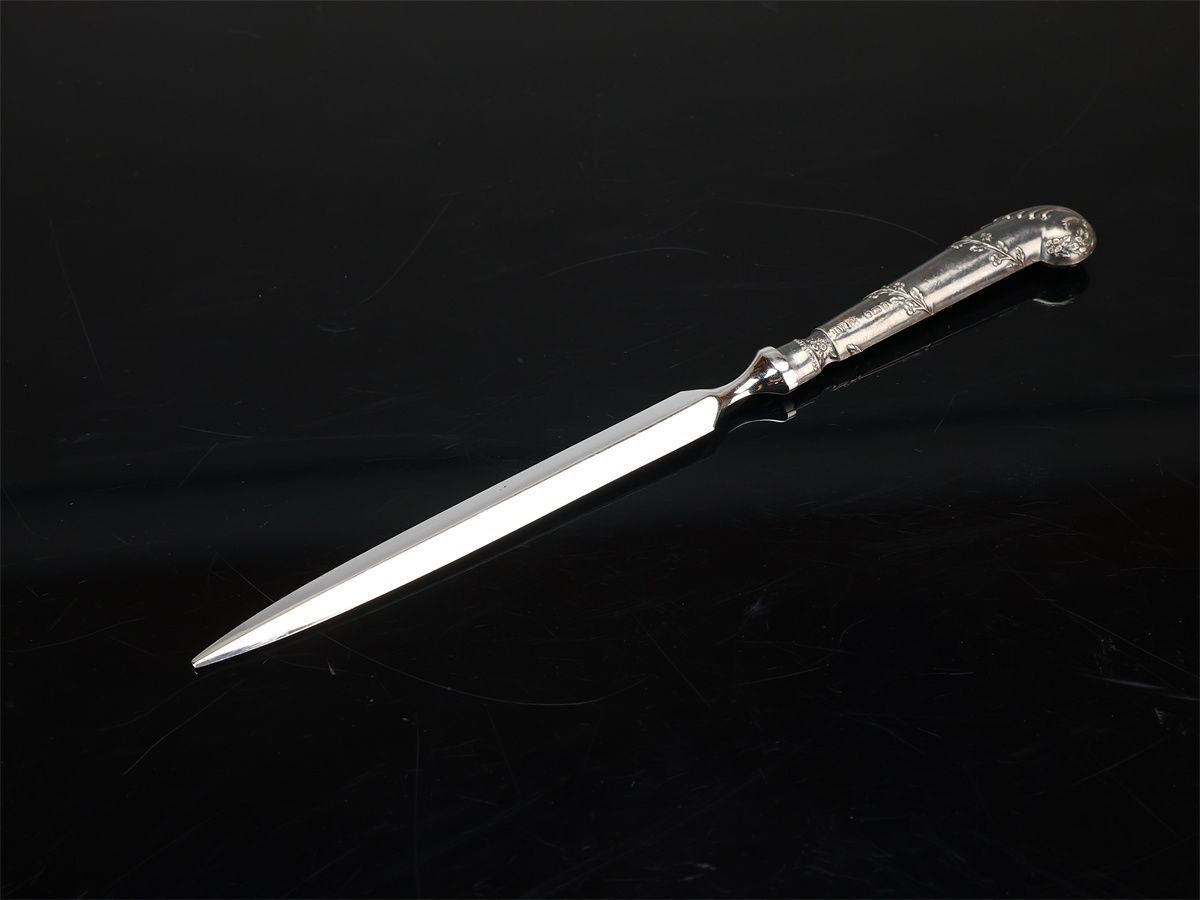 イギリスホールマーク 柄 純銀製 ペーパーナイフ 長20.8㎝ 重35g 先無し GB439