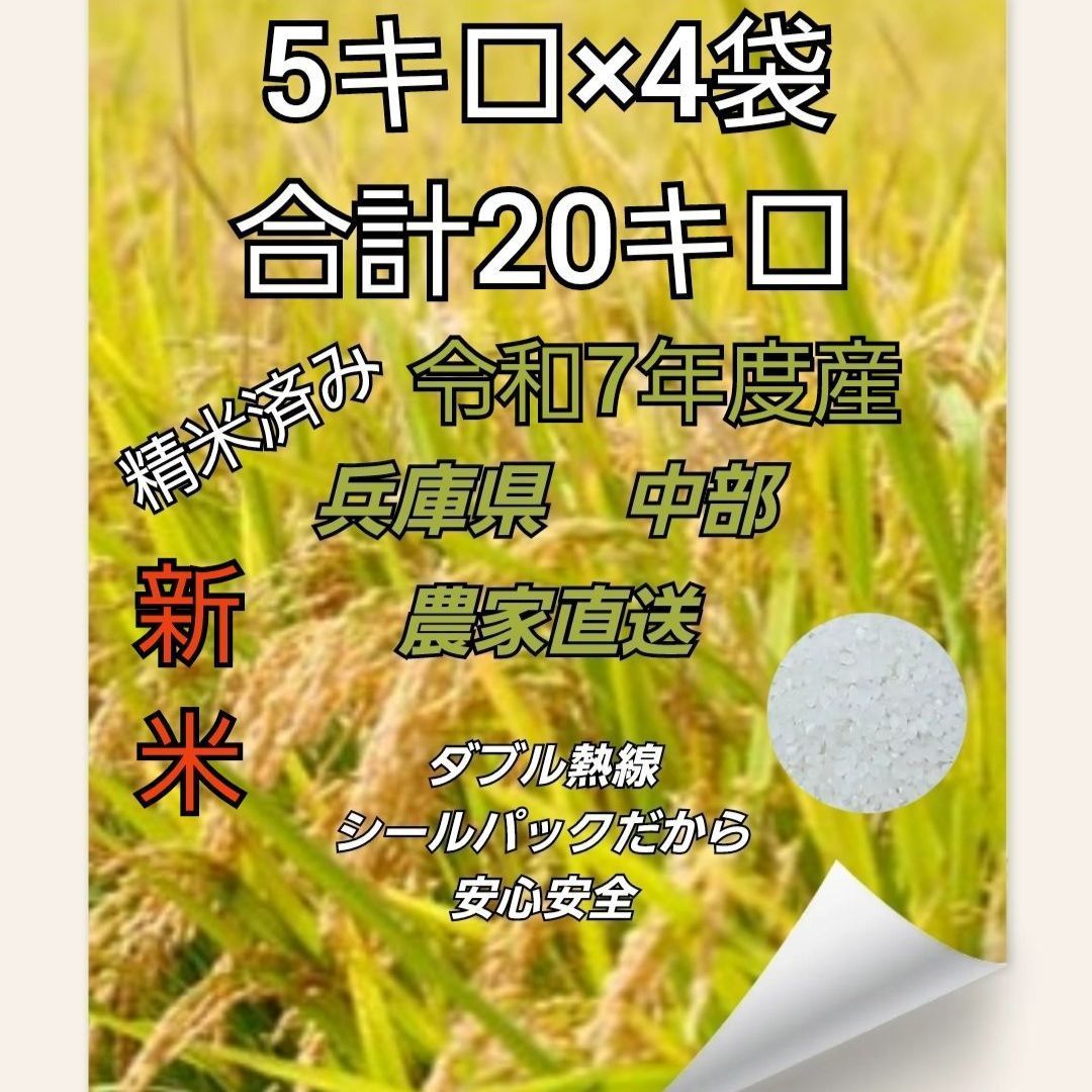 コシヒカリ 20キロ 兵庫県 精米済み 令和7年度産 農家直送 単一原料米
