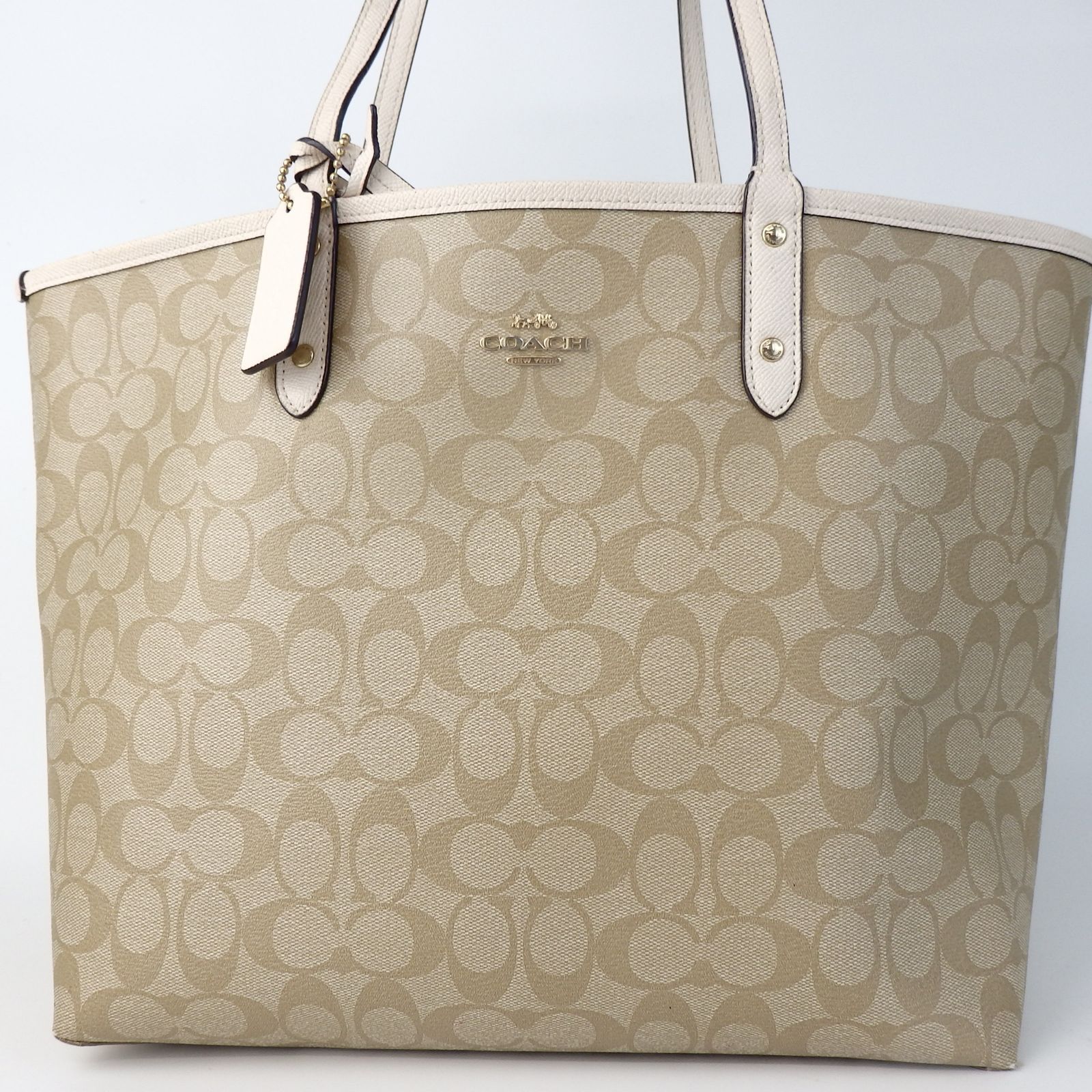 COACH ベージュ リバーシブルトートバッグ＆ポーチ付き コーチ リバーシブル トートバッグ ポーチ付き ブラウン ベージュ COACH