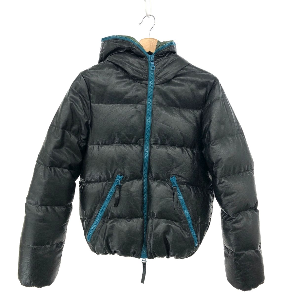 DUVETICA デュベティカ レザー ダウンジャケット 46 ブラック メンズ