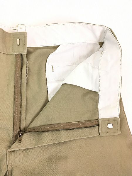 古着 90s USA製 Dickies コットンツイル ワーク チノ パンツ ストレート カーキ W35 L29 