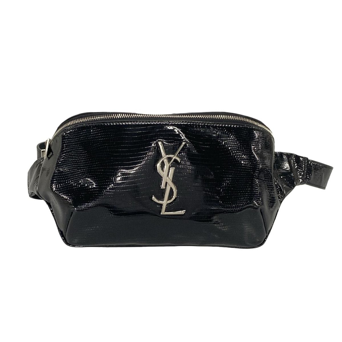 SAINT LAURENT PARIS サンローランパリ ウエストポーチ 589959 黒 リザード型押し レザー