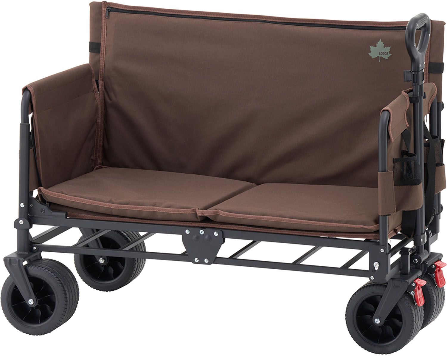 ロゴス LOGOS アウトドア チェアFOR2 キャリーカート ワゴン 台車 チェア ベンチ ギア キャンプ レジャー バーベキュー 簡単組立 快適性 パット入り ドリンクホルダー ワンタッチ 84720745 ブラウン