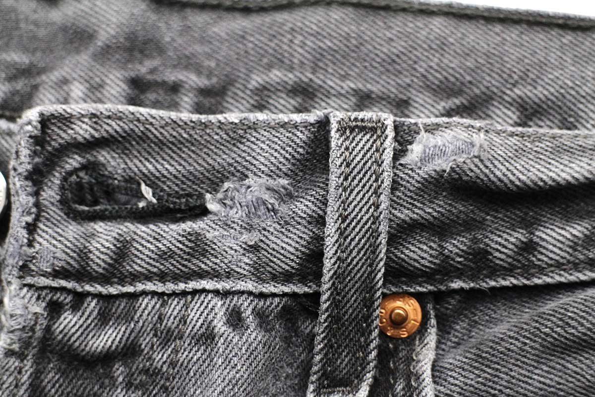 00s Levi'sリーバイス 501 ダメージ ブラック デニムパンツ