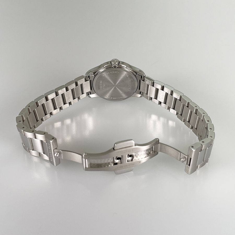 Ronnieさん★出品 /GUCCI 126.5/ホワイトシェル ビー グッチ GUCCI 126.5 Gタイムレス ホワイトシェル文字盤 12Pダイヤ 電池