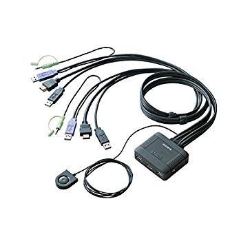【】エレコム KVMスイッチ hdmi usb 切替器 スピーカー 手元スイッチ 2台 KVM-HDHDU2 g6bh9ry