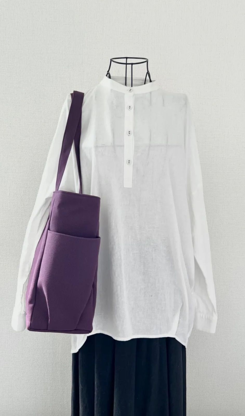 XLサイズ 底板付き グレープ 紫8号倉敷帆布使用 サイドポケット 大きめトートバッグ 底板付き 肩掛けバッグ akaneko GREEN_EXPONAUT_ME