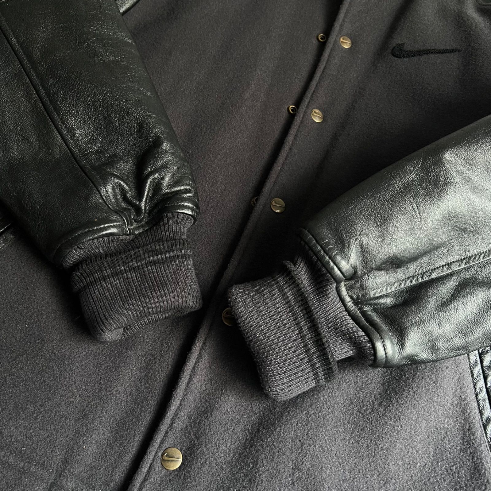 90s NIKE ナイキ ヴィンテージ ウール×袖レザー スタジアムジャケット