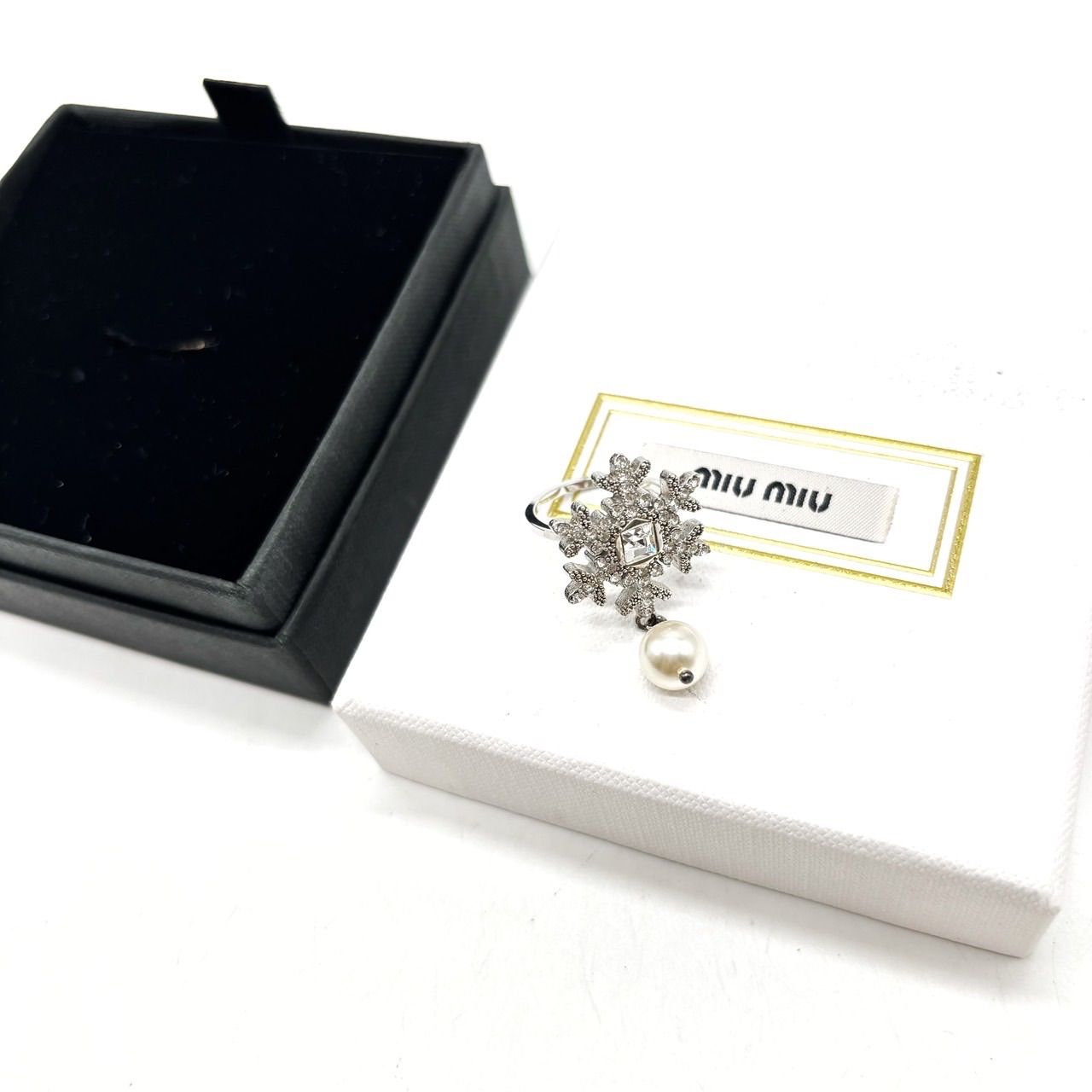 美品】 MIUMIU ミュウミュウ リング ビジュー パール 結晶 シルバー925 