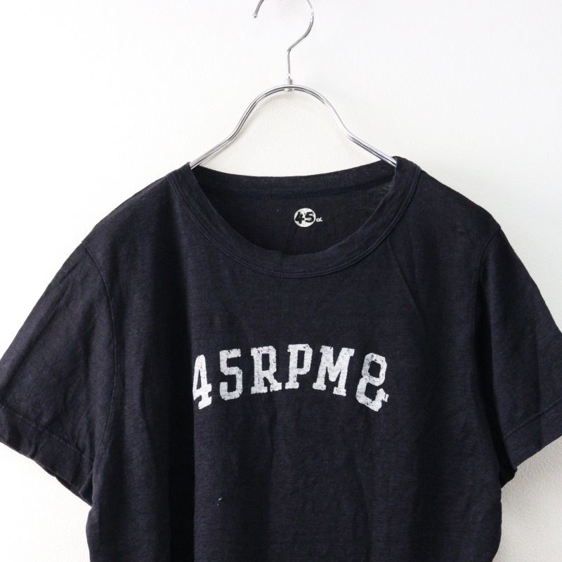 45R 45rpm フォーティファイブアール ロゴプリントリネンTシャツ