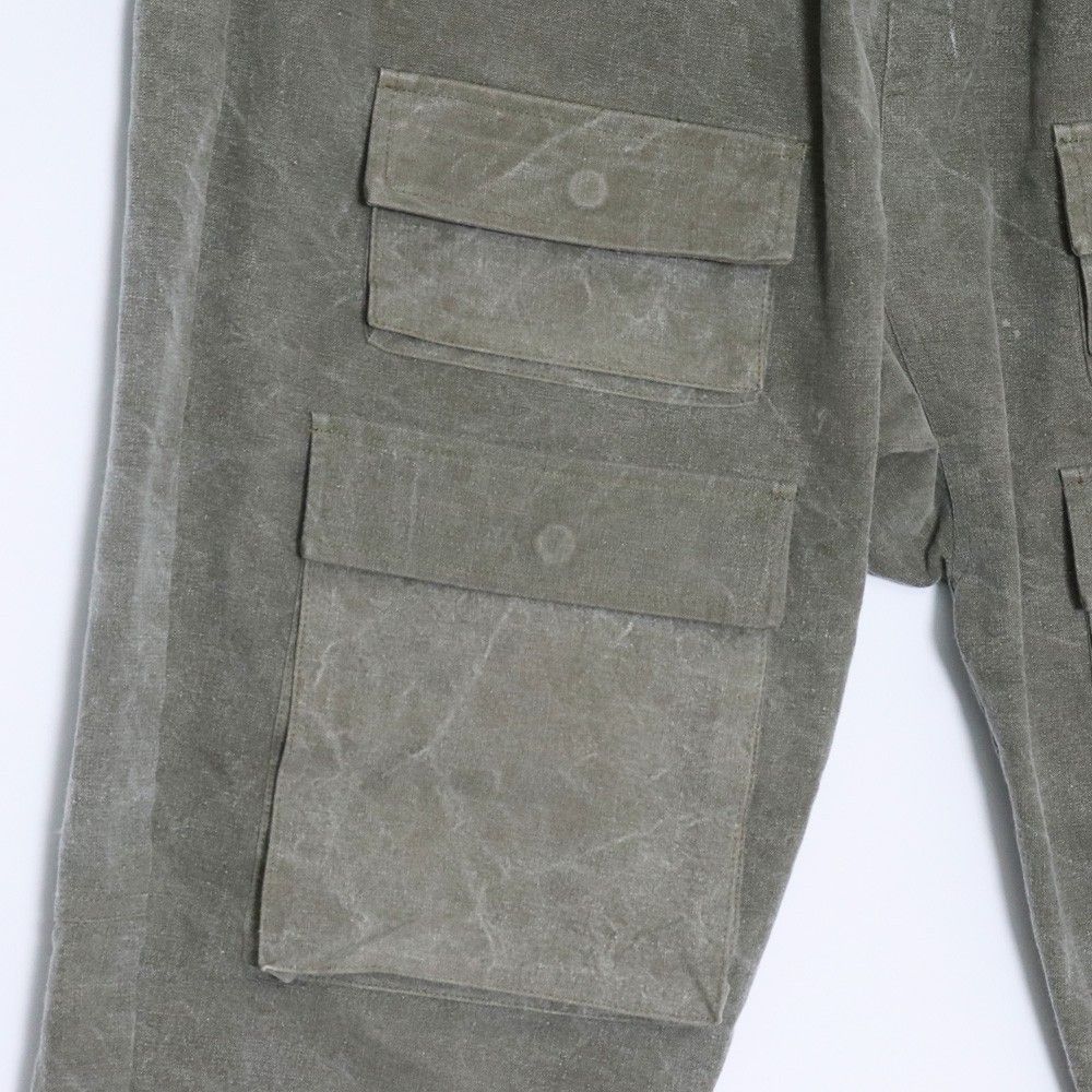 LAID BACK カーゴトラックパンツ ミリタリーテント生地 サイズ2 カーキ