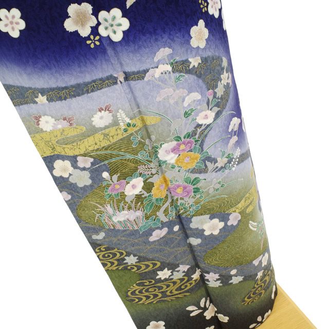 訪問着　染め　枝垂れ梅　菊　水色系　ゆったりサイズ　未使用 sb13551_1.jpg