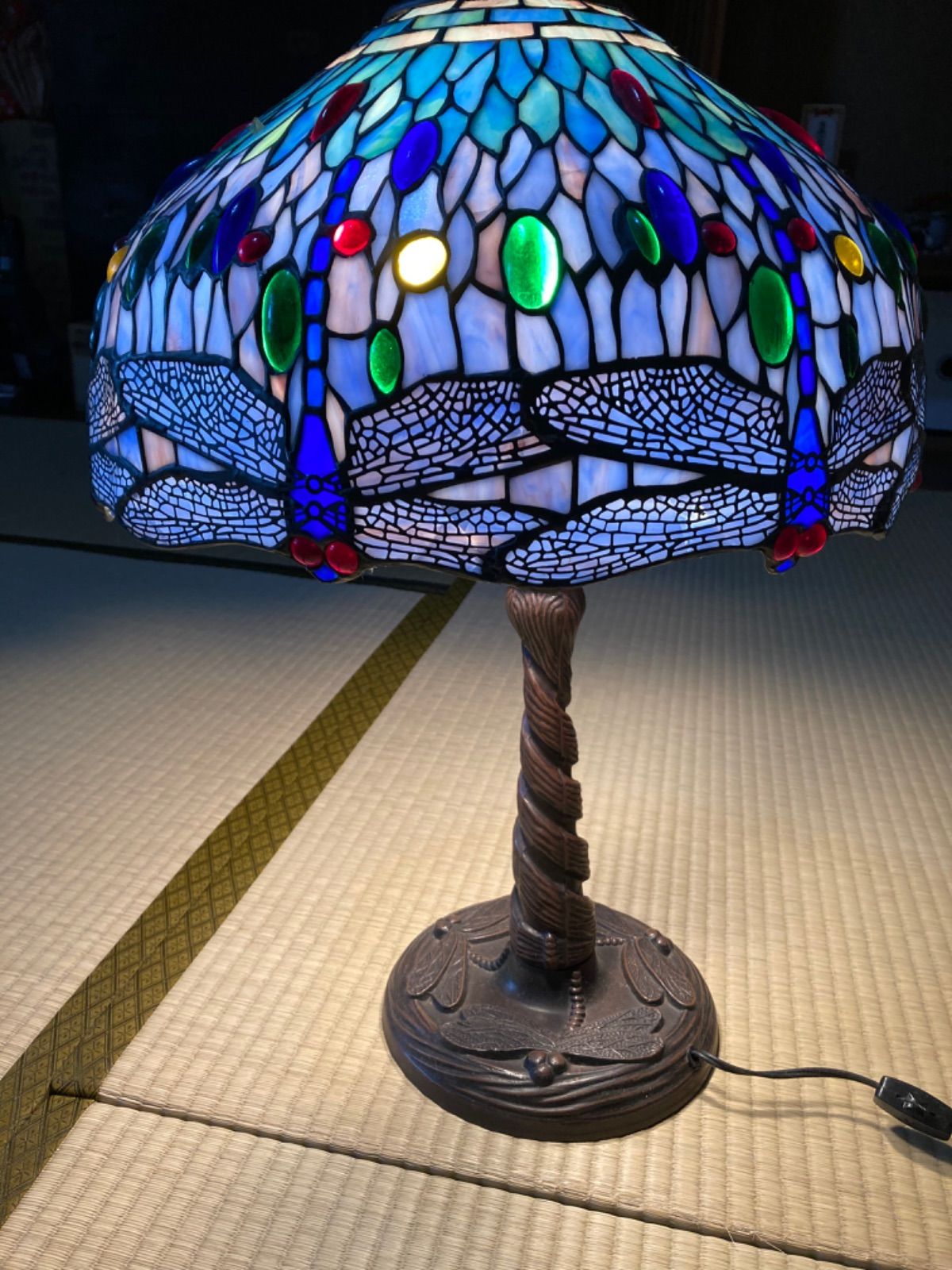 今だけお値下げティファニー風　ステンドグラス　ランプ　アールヌーボー　3灯　蜻蛉188cm