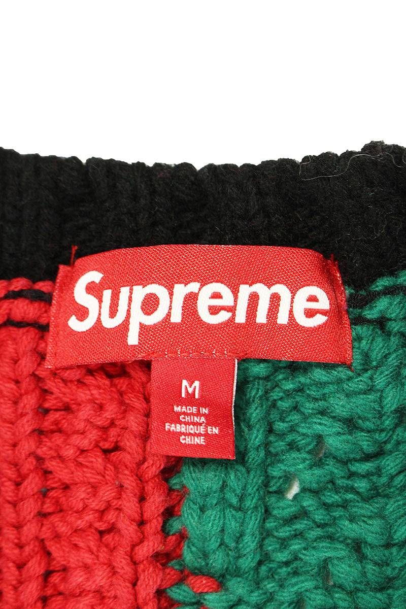 シュプリーム SUPREME サイズ:L 23AW PATCHWORK CABLE KNIT CARDIGAN