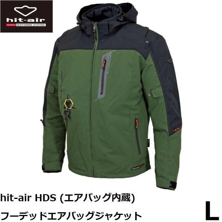 hit-air ヒットエアー フーデッドエアバッグジャケット HDS カーキ Lサイズ 無限電光 エアバッグシステム内蔵