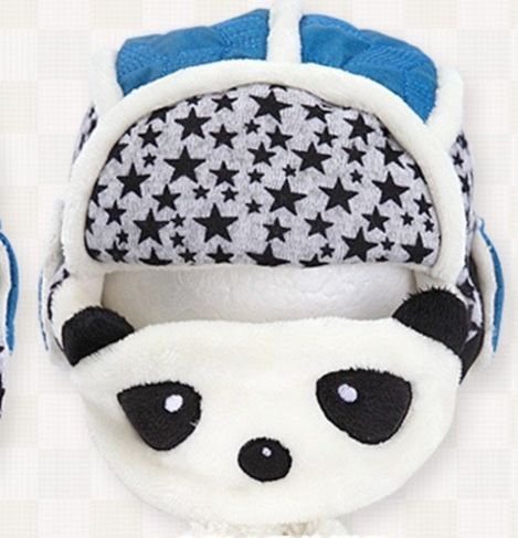 新品 スター パンダ ベビー パイロット ニット帽 ネックウォーマー ☆フワモコ☆ 青