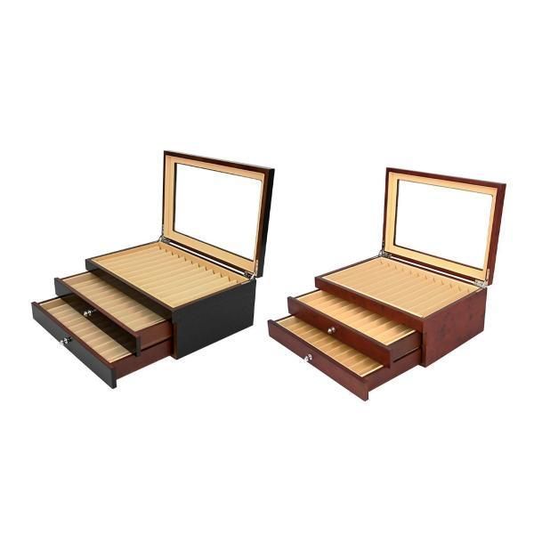 34本のペンを収納 3層木製ペンディスプレイボックス