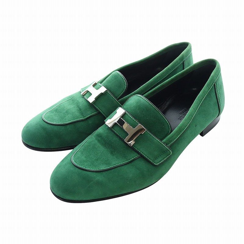 HERMES エルメス コンスタンス Hロゴ スエード ローファー 24.5cm