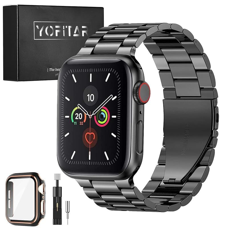 [YOFITAR] for Apple Watch バンド 保護ケース付き ステンレス製 アップルウォッチ 交換ベルト Apple Watch Ultra 2/Ultra/10/9/8/7/SE2/6/SE/5/4/3/2/1対応 iWatch バンド A 1