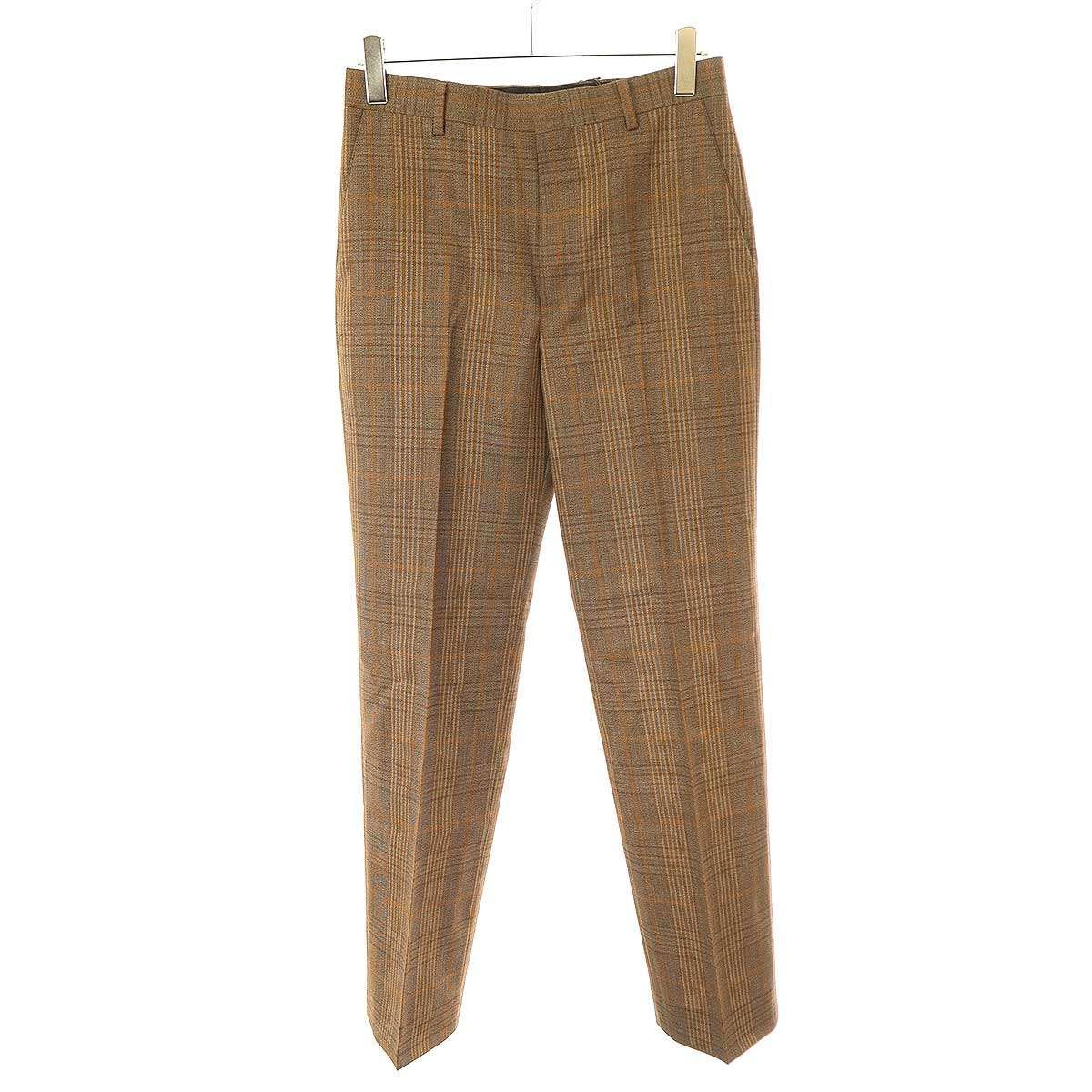AURALEE オーラリー 24AW BLUEFACED WOOL CHECK SLACKS チェックスラックスパンツ A24AP02CB ブラウン 3