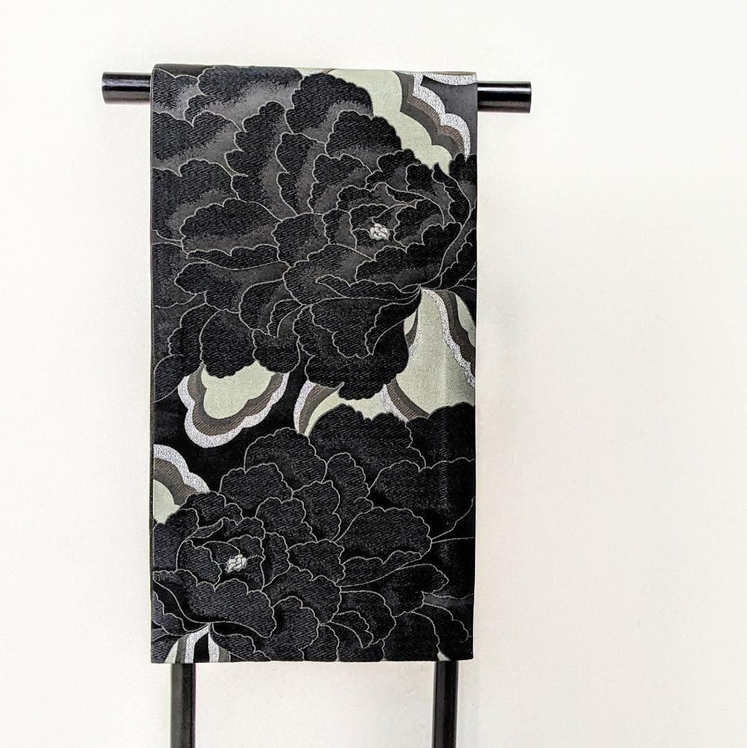 仕立て上がり 袋帯 黒 ブラック 全通 ポリエステル kb31