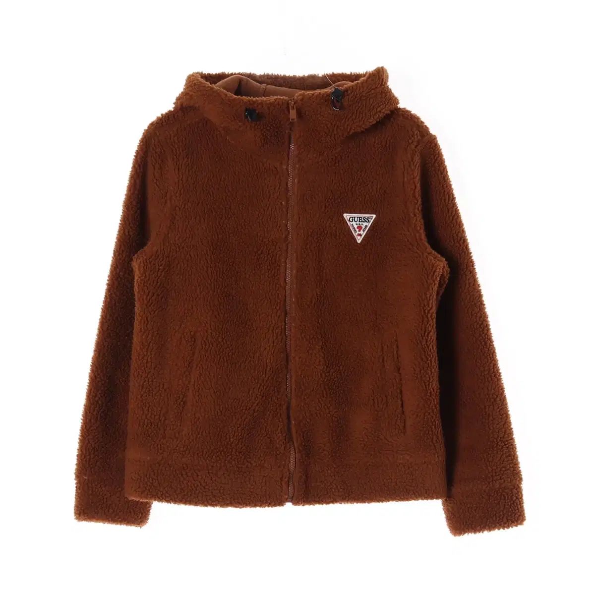 S GUESS ゲス 茶色 ボア フリース フード ジップアップ ブルゾン ジャケット