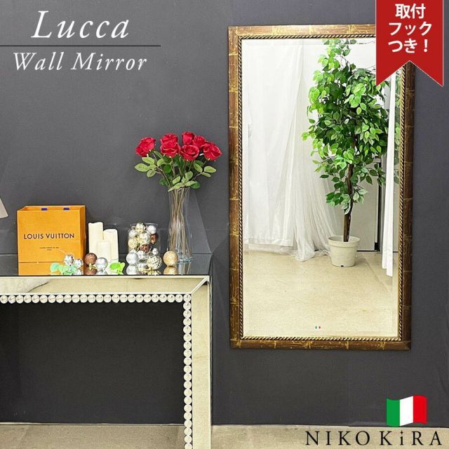 湯布院アンティーク イタリア ヴィンテージ 木製ウォールミラー