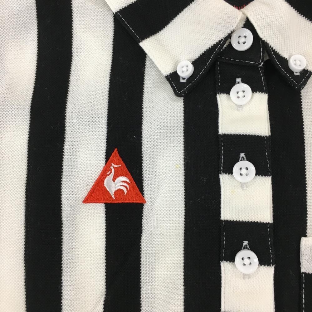 le coq sportif - ルコックゴルフ 半袖ポロシャツ ストライプ ブラック LL le coq sportif ルコック ポロシャツ 半袖 メンズ ゴルフウェア