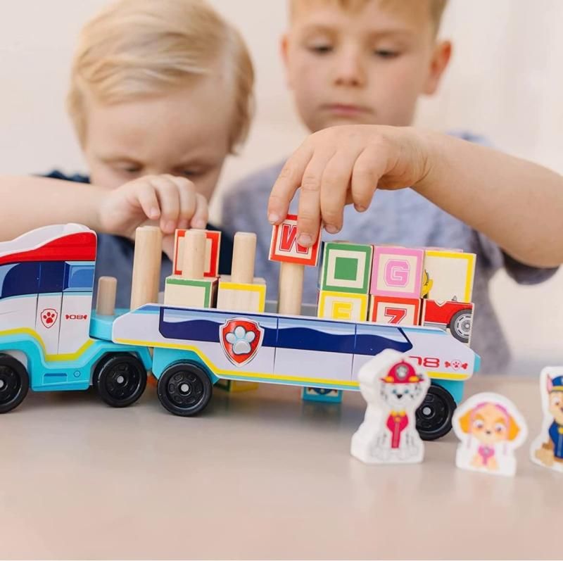 【爆買い！】 パウパトロール メリッサ＆ダグ 木製ブロック トラック パウパト 文字、ことば