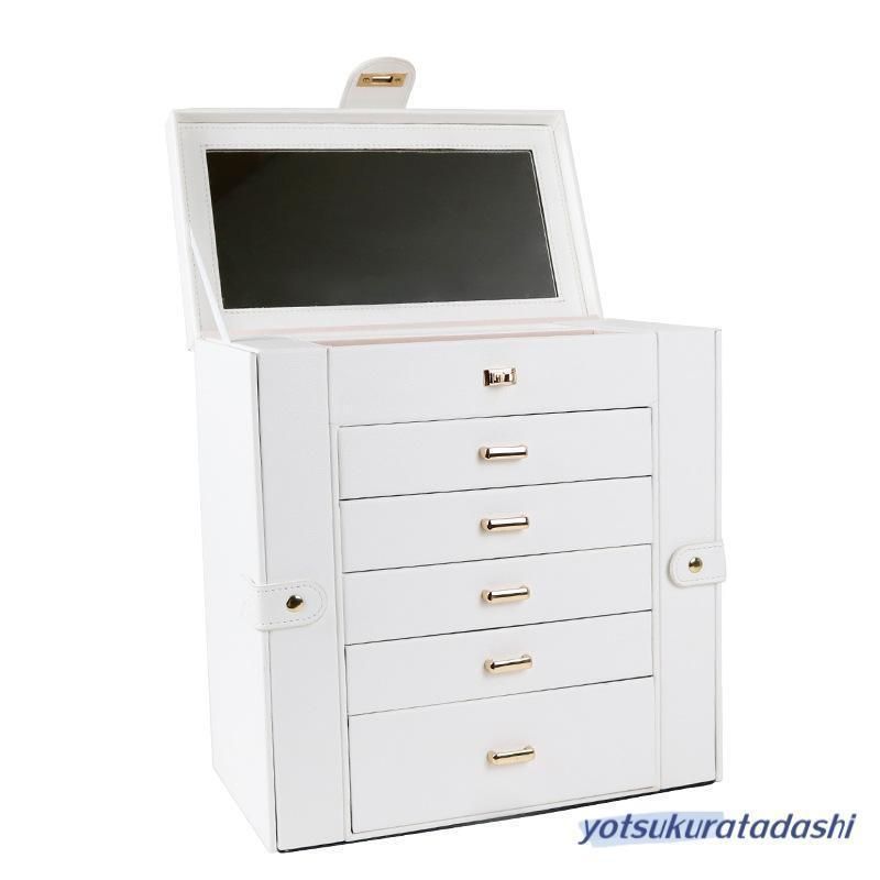 SANSREPONSE ジュエリーボックス 木製 大容量 鍵 ミラー