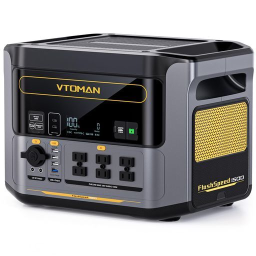 VTOMANFlashSpeed1500ポータブル電源1500W1548Wh大容量リン酸鉄リチウムイオンバッテリー3096Wh容量拡張 ジャンプスターター機能出力ポート15口UPS機能家庭用アウトドアキャンプ災害用防災