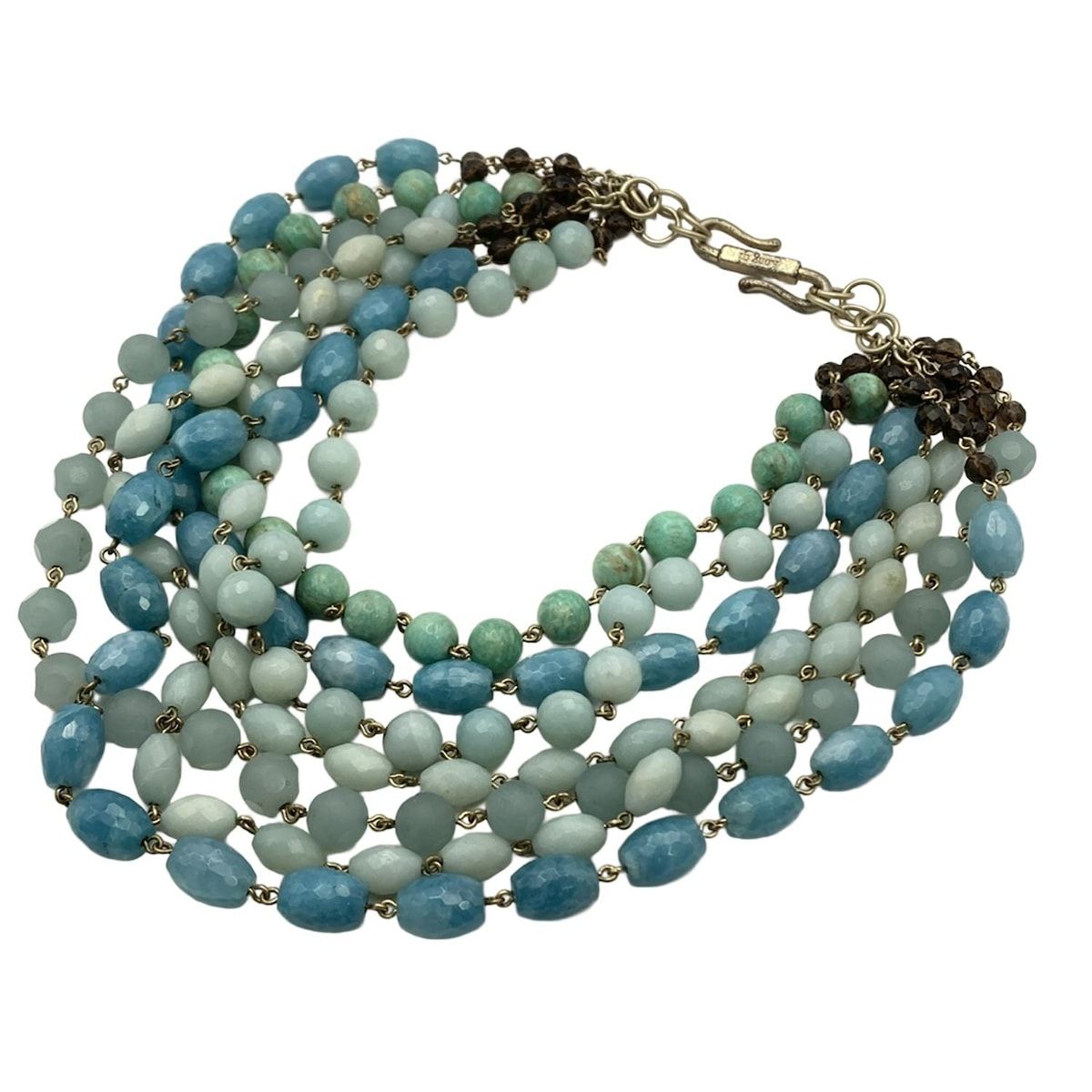 kong qi コンチィー ネックレス - ライトブルー×ライトグリーン×ダークブラウン