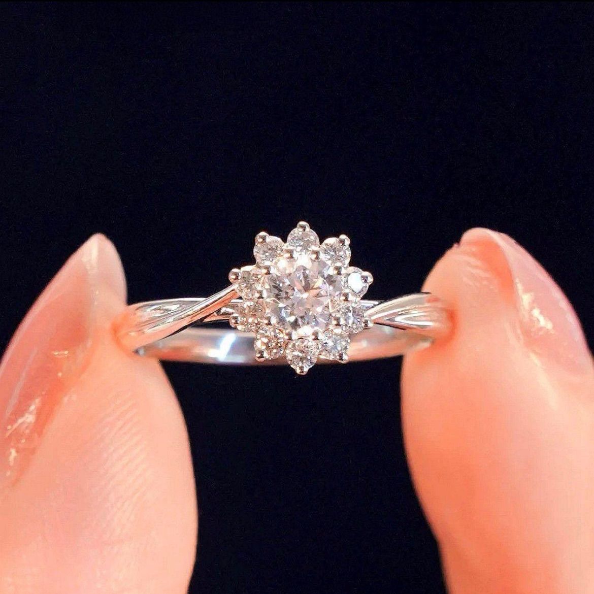 おすすめプライズ｜株式会社タイトー 高品質】 ✨ひまわりの花✨モアサナイトD0.50ct リング アクセサリー