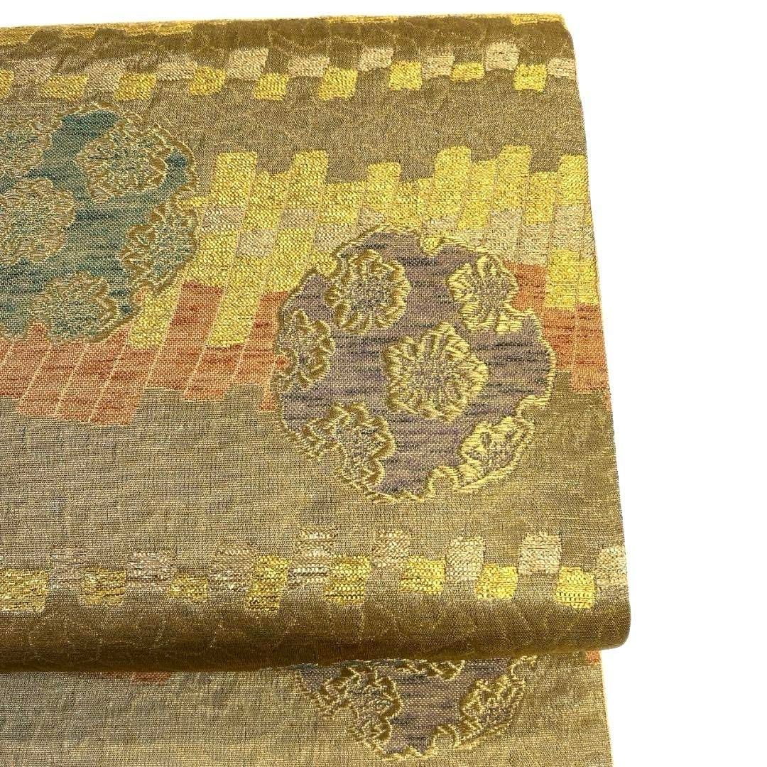 袋帯　銀通し　格子模様　辻ヶ花　藤の花　着物　053a p 袋帯 銀通し 格子模様 辻ヶ花 藤の花 着物 053a p 着物・浴衣