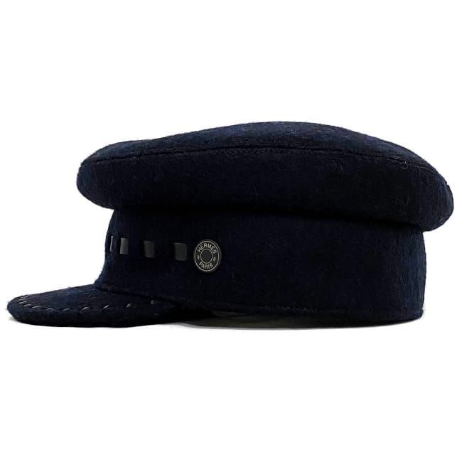 エルメス キャスケット ネイビー セリエ 美品 帽子 ウール 100% 中古