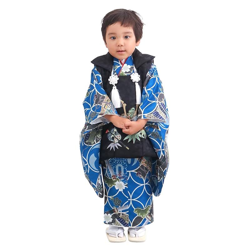 KYOETSU キョウエツ 七五三 3歳 着物 男の子 被布 フルセット しちごさん 16.七宝の青望 90-100cm
