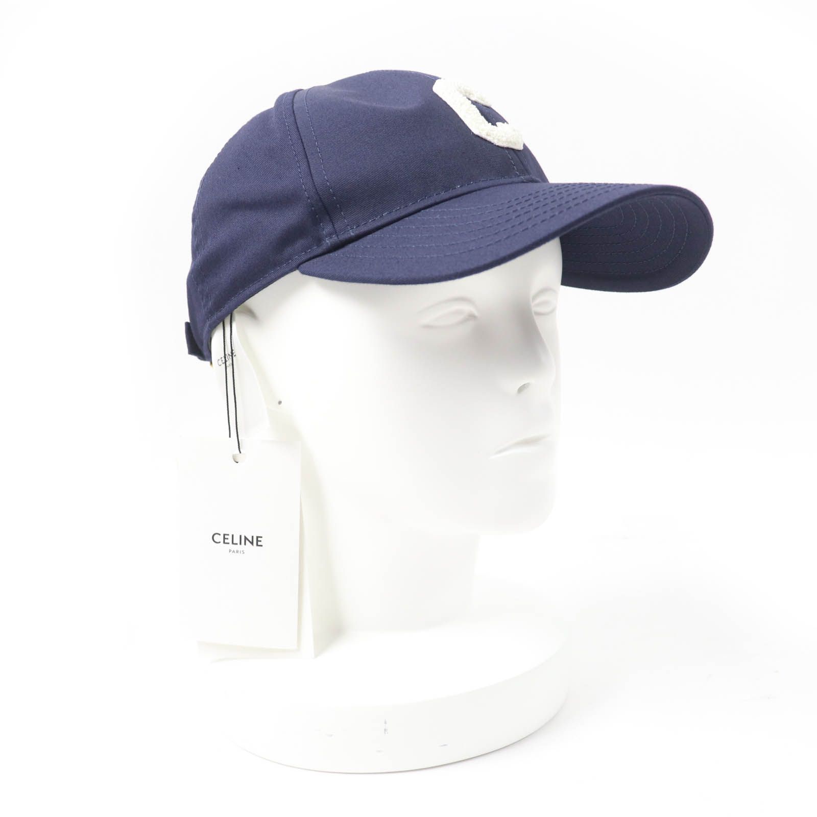 CELINE セリーヌ 2AUA2242N コットン ロゴワッペン付 イニシャル ベースボール キャップ ネイビー M 保存袋付き フランス製 レディース