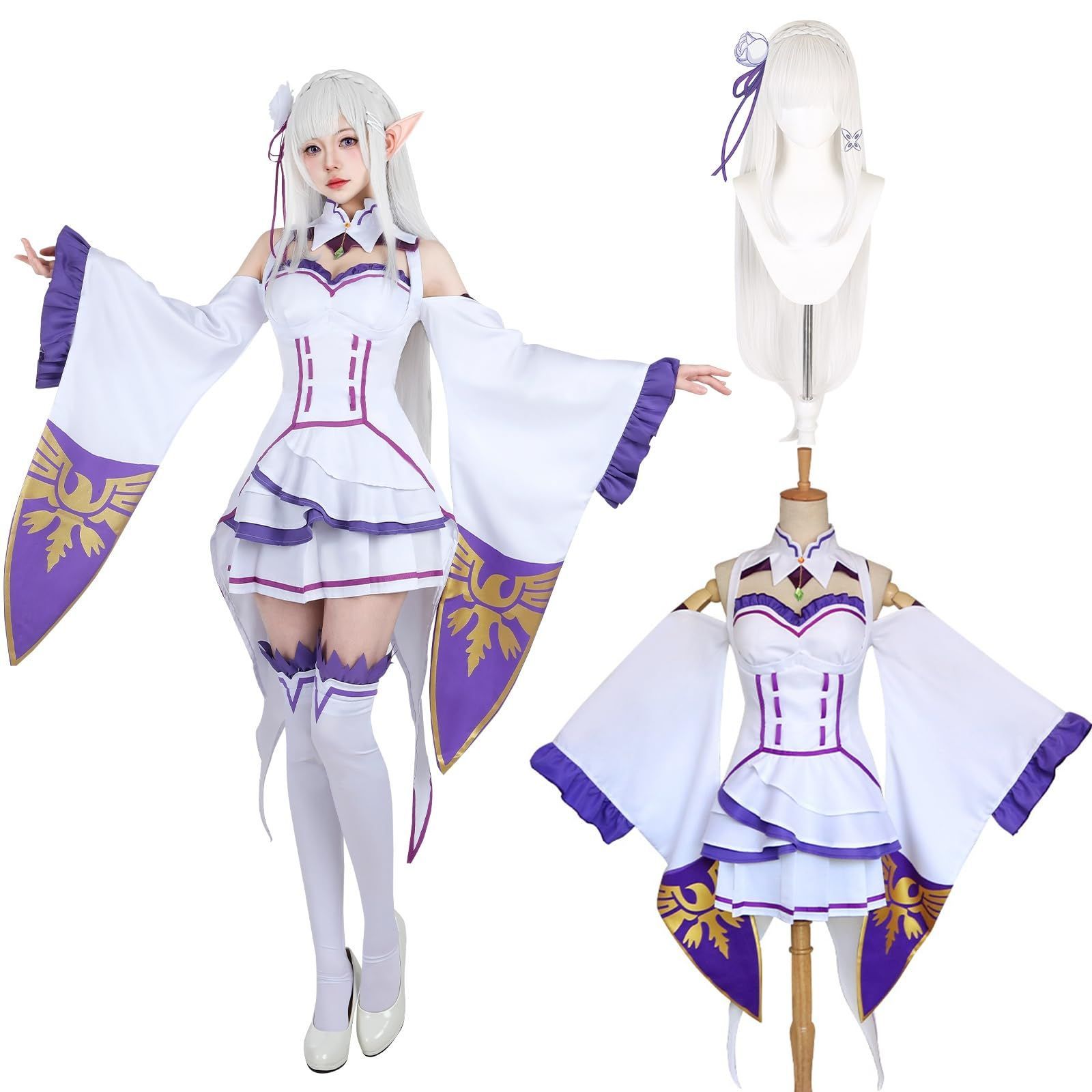 五次元 高品質 Re ０から始まる異世界生活 コスプレ ウィッグ付き レム ラム エミリア 菜月昴 コスプレ メイド服 リゼロ コスプレ衣装 大人用 BJ0919ML04