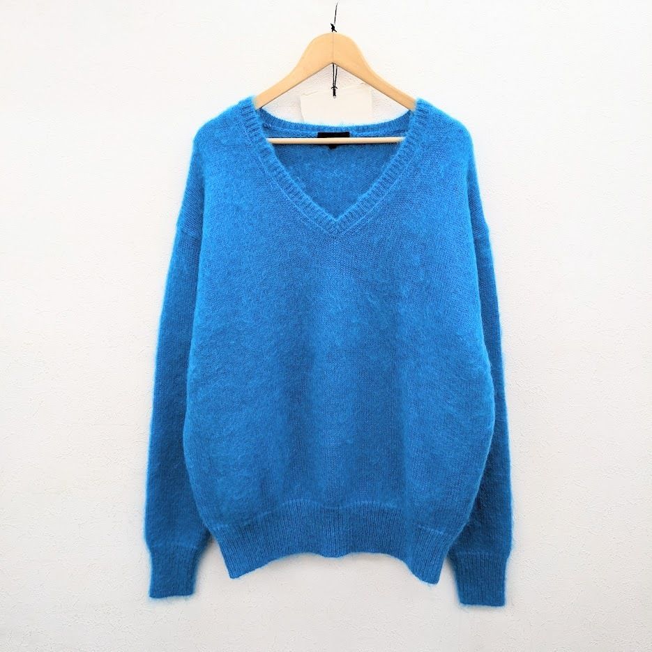 美品 Omar Afridi オマールアフリディ 22AW V-NECK MOHAIR KNIT Vネック モヘヤ ニット セーター ブルー 48 -  メルカリ