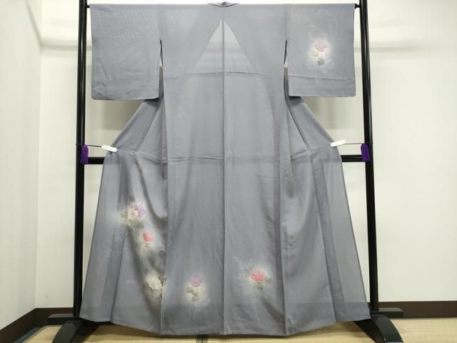 平和屋着物＊夏物 訪問着 絽 草花文 暈し染め 正絹 逸品 AAAX9827jd