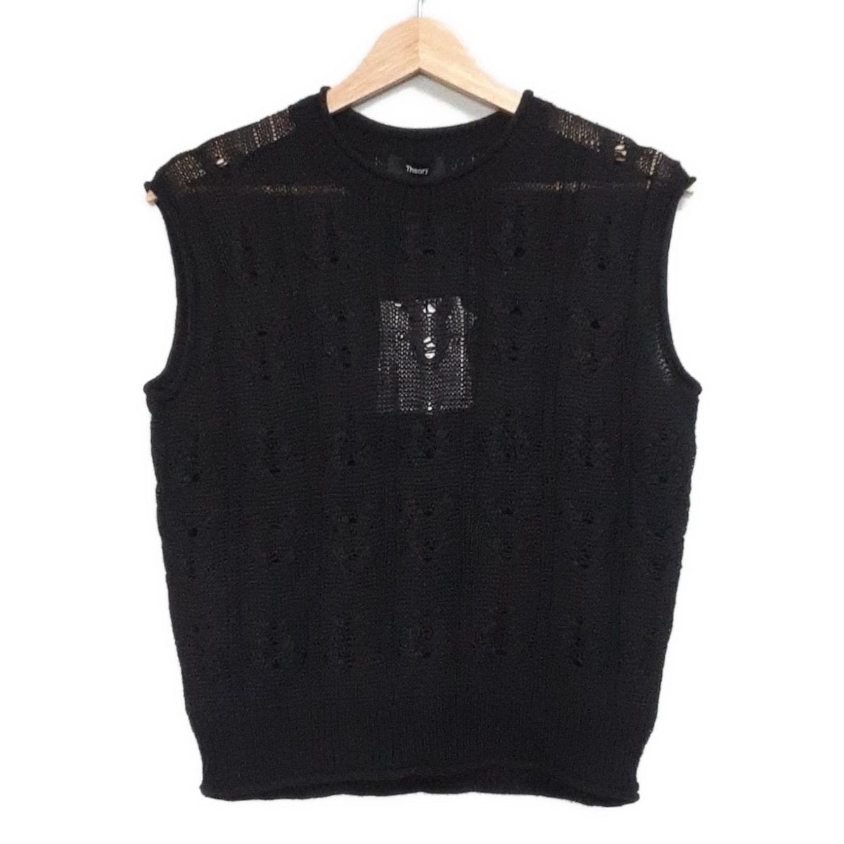 theory セオリー ノースリーブセーター サイズS レディース - 黒 クルーネック シースルー