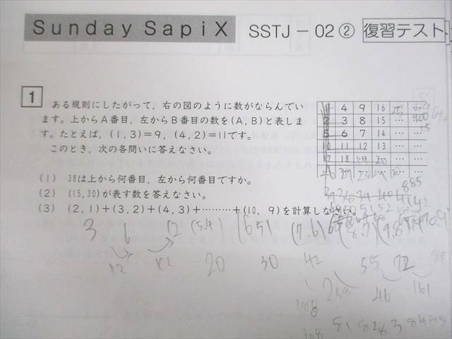 WI10-106 SAPIX 小6 算数 SS特訓 豊島岡女子学園コース Sunday SapiX SSTJ/実力/復習テスト テスト計26回分  2022 44M2D