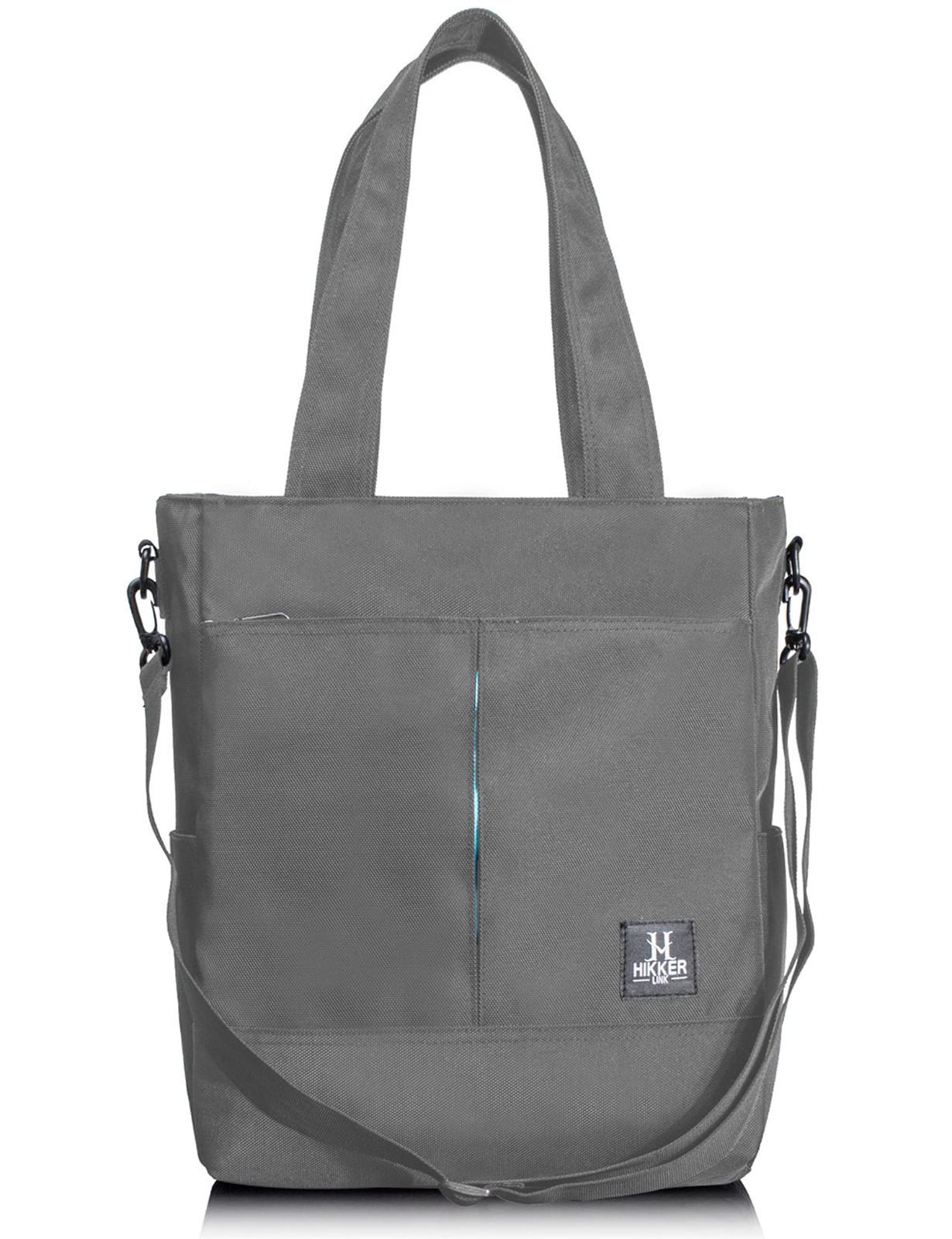 グレー [HIKKER-LINK] トートバッグ ショルダーバッグ 3WAY 大容量 A4 14インチPC 縦型 撥水 通勤 通学 ビジネス 軽量 メンズ レディース HL7105 グレー