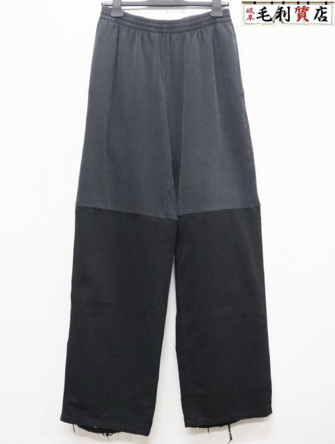 バレンシアガ BALENCIAGA 745264 TNW11 PATCHED  スウェット切替オーバーサイズデニムパンツ ブラック サイズXS 美品 【中古】パンツ