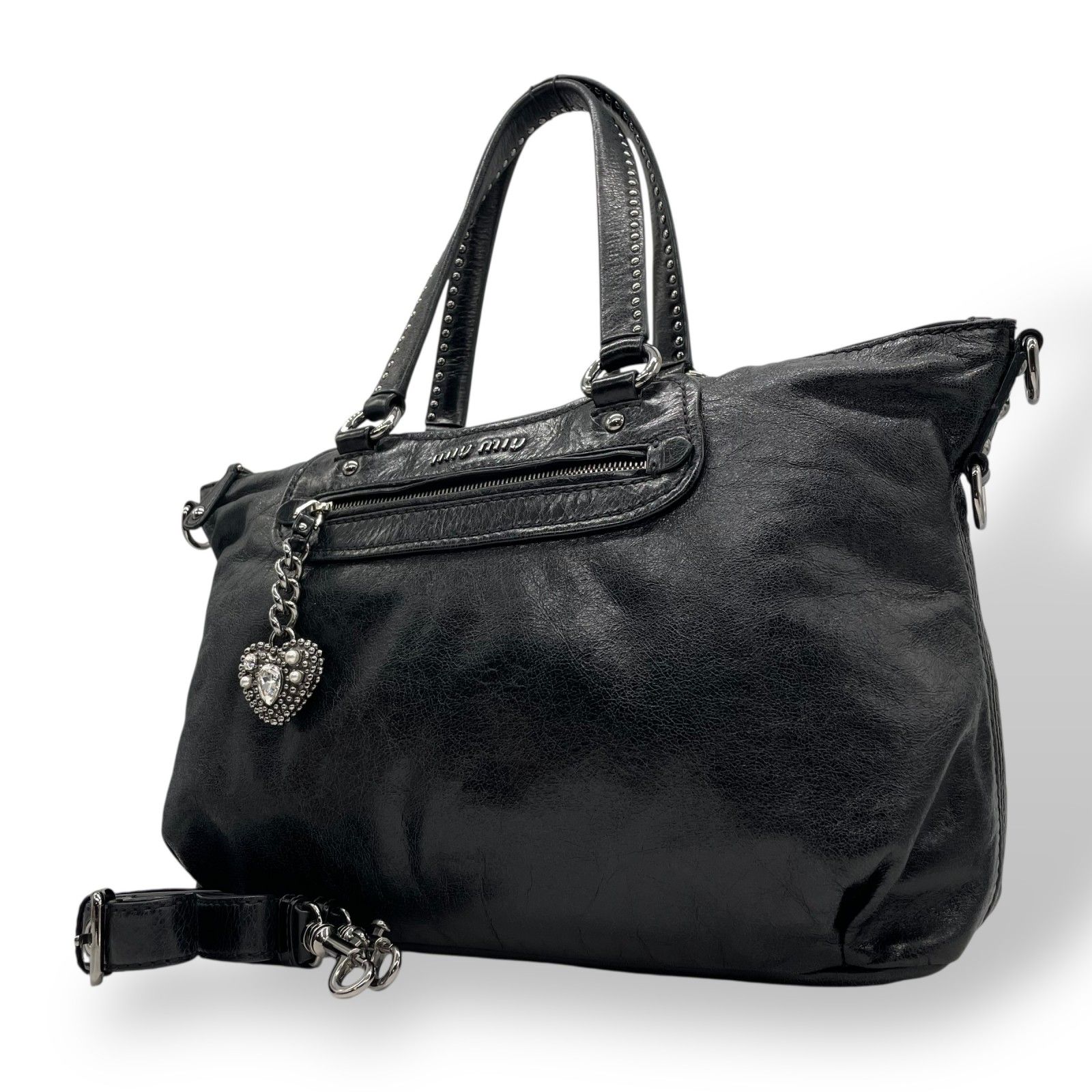 miu miu スタッズ 2way ハンドバッグ ハート アーカイブ Y2K