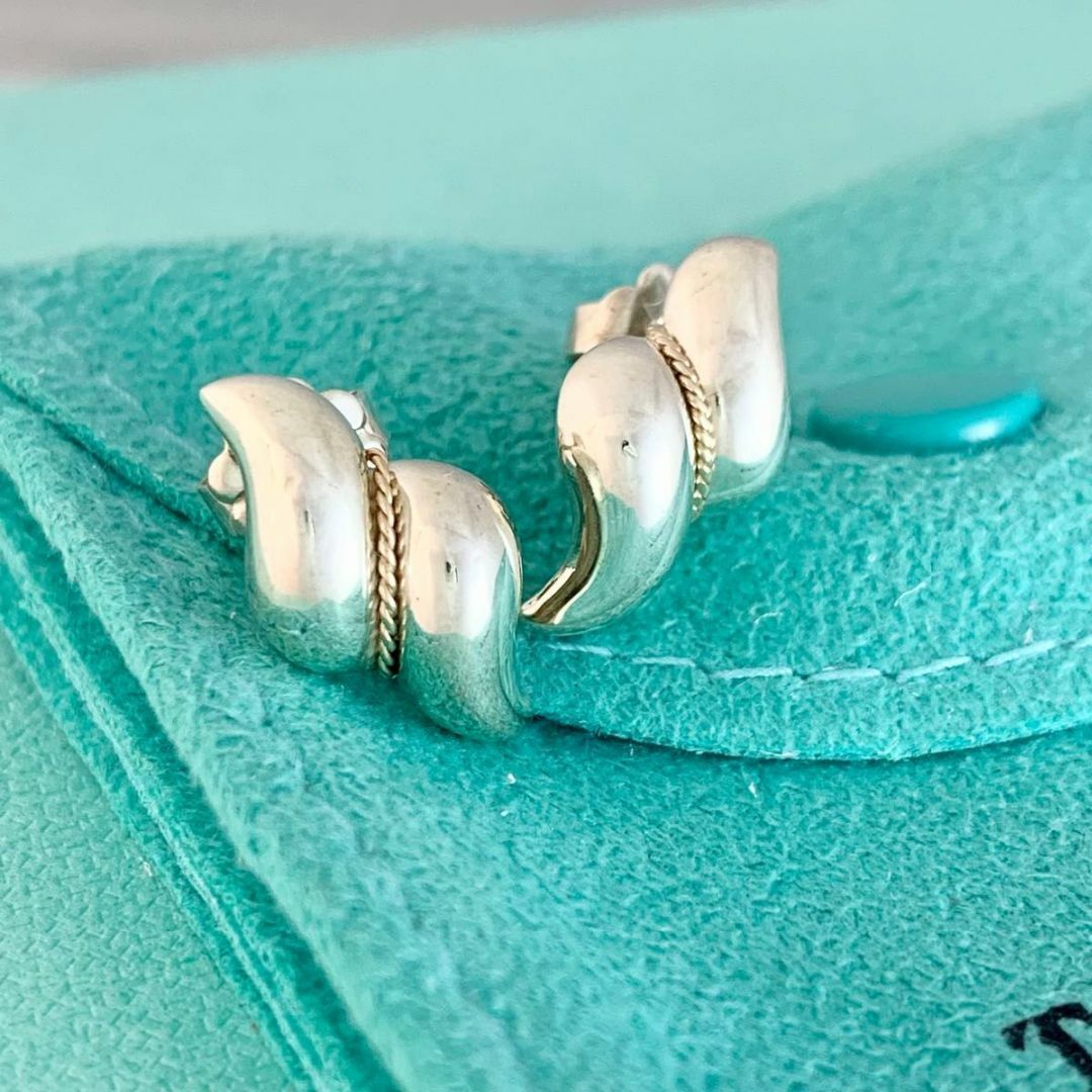 ティファニー　コンビ　シェル　ピアス オールドティファニー ツイスト シェル 925 585 コンビ ピアス HO4e