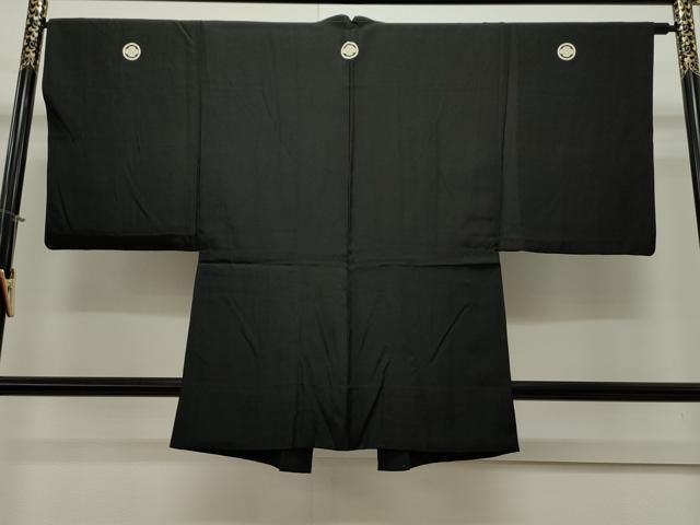 平和屋着物＃男性 黒紋付 羽織 単衣 正絹 CAAW4990dy