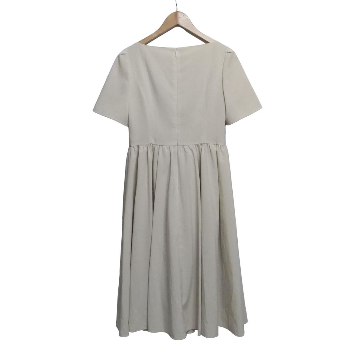 Rene ルネ ワンピース サイズ38 M レディース - ライトベージュ 半袖|ロング|刺繍|パール|フラワー 花